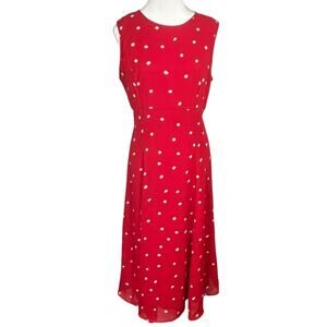 David Warren Red Polka Dot Dress Vintage Y2K Midi Sleeveless Womens Size 6